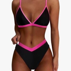 SUUKSESS Women Triangle High Cut Bikini Sets Sexy High Waisted 2 Piece Swimsuit